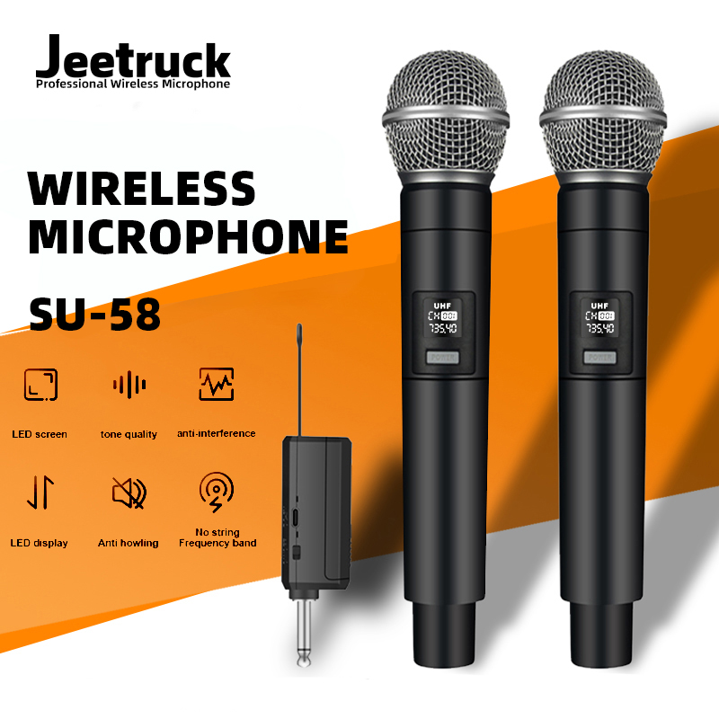 Jeetruck ไมโครโฟนไร้สาย Dual Handheld Uhf คาราโอเกะมืออาชีพสําหรับ Videoke