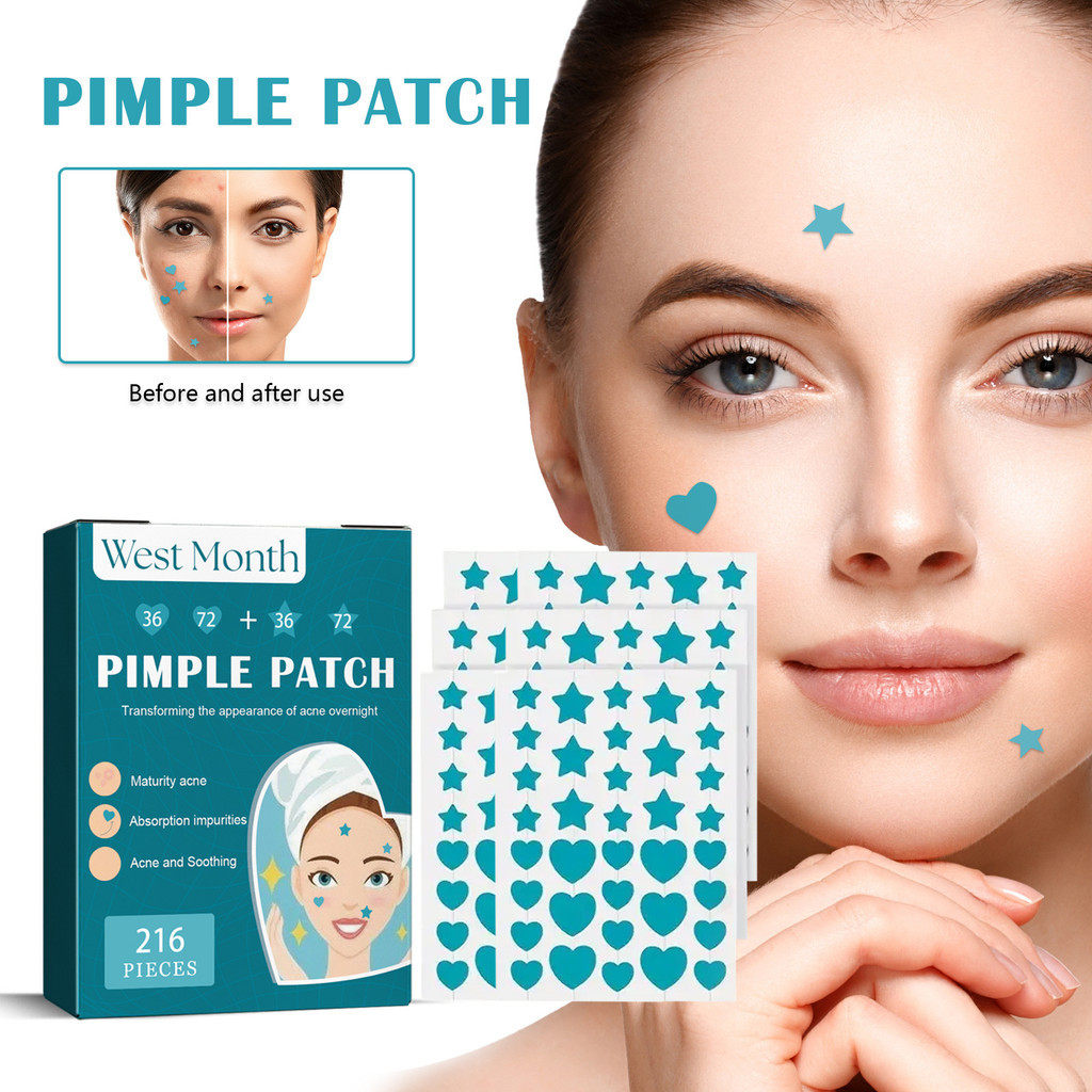 West & Month Pimple Patch Repair สิวสิวทําความสะอาดที่มองไม่เห็น Breathable กันน้ําสิวคอนซีลเลอร์ Hydrocolloidal Acne Patch
