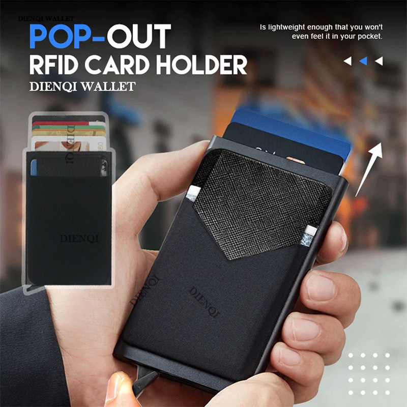 Anti Rfid Blocking ID ผู้ถือบัตรเครดิตกระเป๋าสตางค์โลหะบาง Slim ผู้ชายผู้หญิง Bank Cardholder Magic สมาร์ท Minimalist กระเป๋าสตางค์