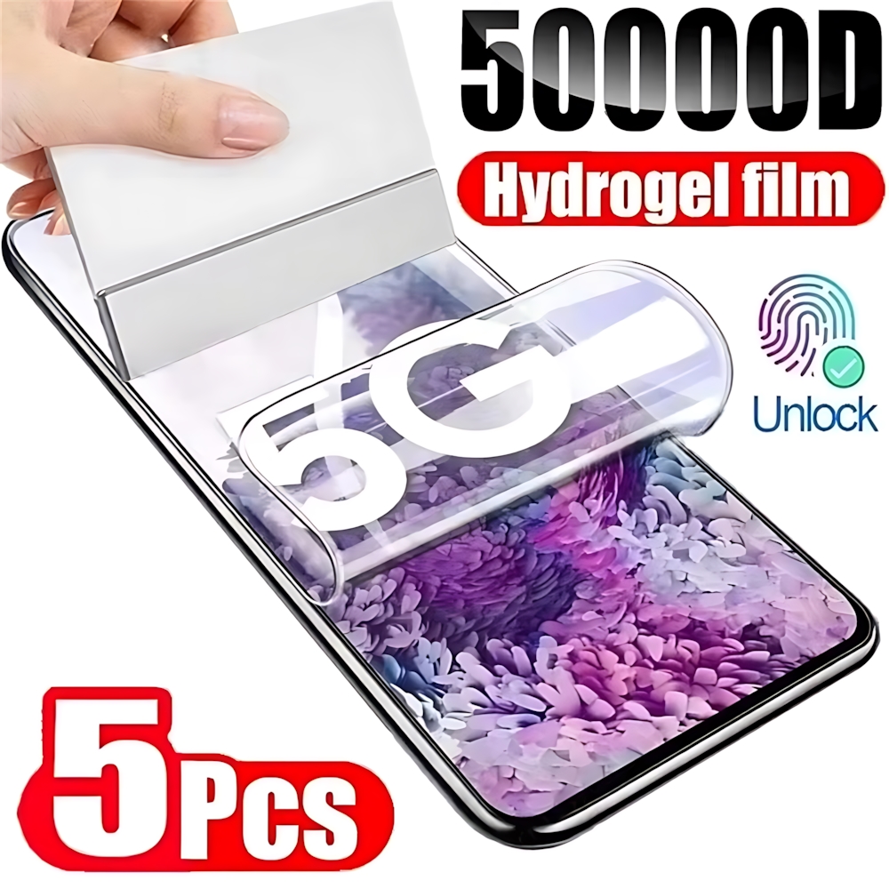 SAMSUNG 5 ชิ้นฟิล์มไฮโดรเจลสําหรับSamsung Galaxy S24 Ultra S22 S23 S20 S21 S10E S9 S8 Plus FE 5Gป้องกันหน้าจอสําหรับSamsung S7 Edge S22U