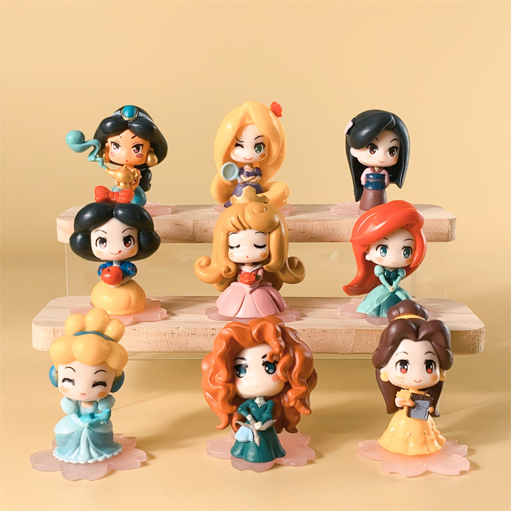 9 ชิ้น/แพ็ค คิวเวอร์ เจ้าหญิงคอลเลกชันรูป5-6เซนติเมตรพีวีซีตัวละครรุ่นเครื่องประดับตกแต่งเค้ก