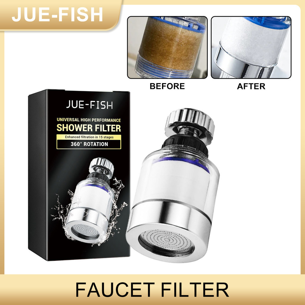 [ซัพพลายออฟเดอะเลเยอร์] Jue-fish Faucet Filter Kitchen 360° หัวหมุนกรองฝักบัวเครื่องกรองน้ําใช้ในครัวเรือน 1 ชิ้น