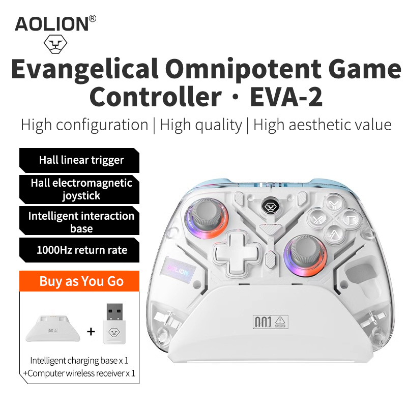 Aolion K10 Gamepad พร้อมแท่นชาร์จ RGB ไร้สาย Gamepad Hall Effect จอยสติ๊ก Trigger สําหรับ Nintendo Switch/PC/iOS/Android