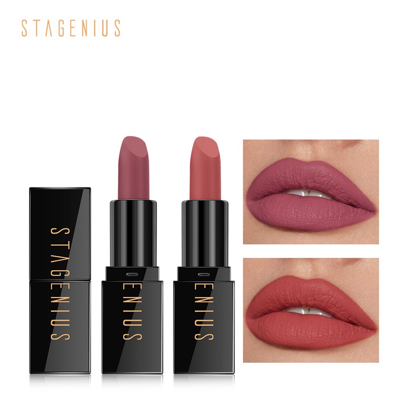 Stagenius 6 สีเม็ดสีที่จะสวมใส่ลิปสติกกันน้ําชื้นเคลือบ