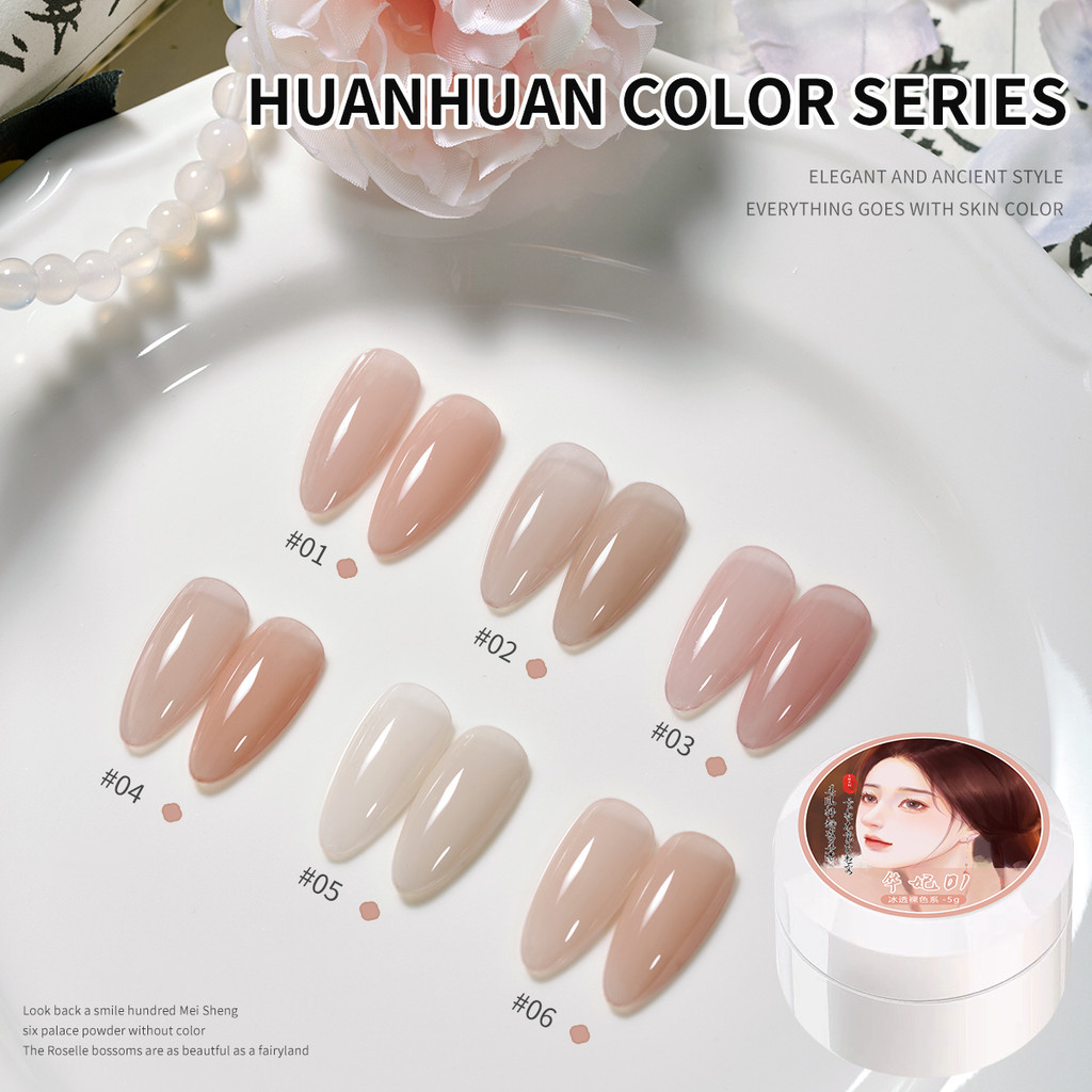 1 PC 5g Huanhuan สี Series เล็บ, Jelly Pink Gel เล็บเจล Sheer Ice Clear Effect, Soak Off UV Light Cure เจลสําหรับเล็บ DIY ที่บ้าน Salon