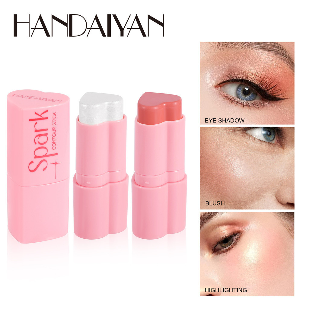 บลัชออนไฮไลท์ Love Blush Cream Contouring Stick Facial Brightening Pearly Fine Glitter Matte