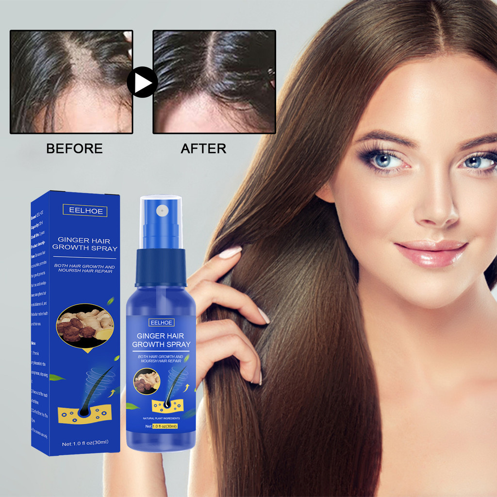 Eelhoe Ginger Hair Growth Spray นวดหนังศีรษะ Moisten ผมหนา Hair Care Nutrition สเปรย์ขิง Hair Growth สเปรย์