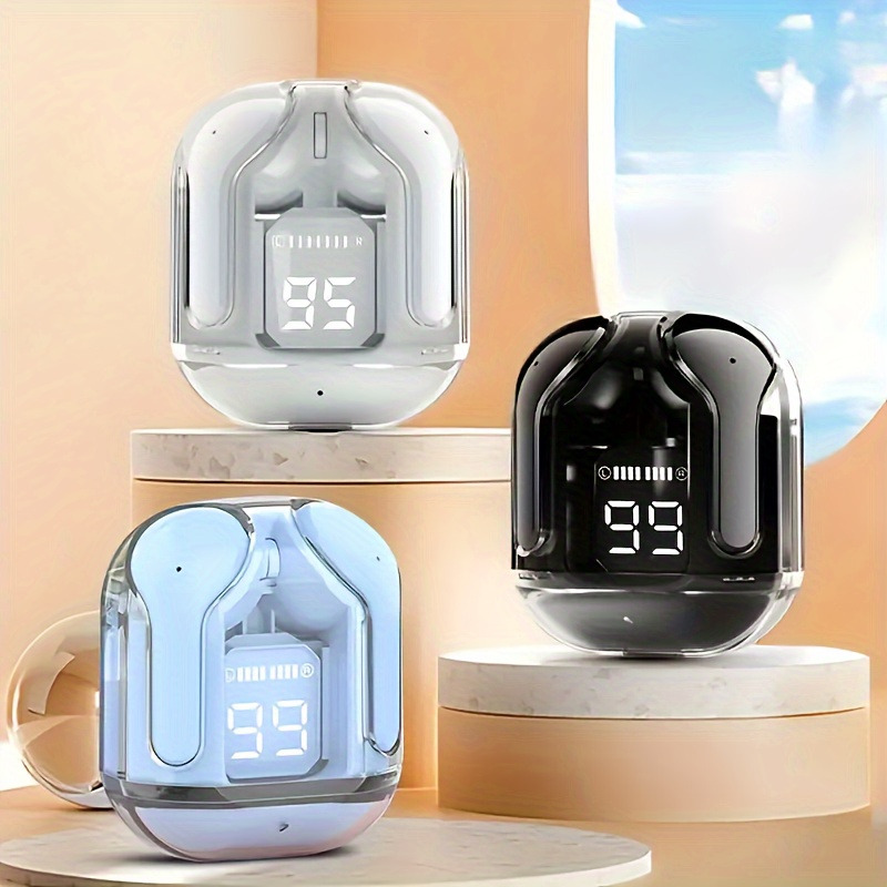 หูฟังในหูแบบไร้สาย TWS มองเห็นได้ชัดเจน | จอ LED | Bluetooth 5.3 | สำหรับเกมและเพลง | Fon TWS Lutsinar