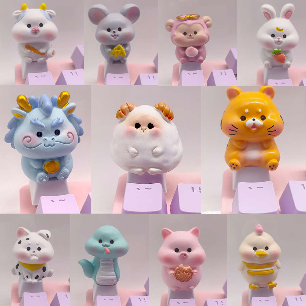 Kawaii น่ารักอัพเกรดคีย์บอร์ดเกมของคุณพร้อมคีย์บอร์ดเชิงกลแบบกําหนดเอง Animal Keycaps - PBT & Cherry Mx เข้ากันได้กับ!