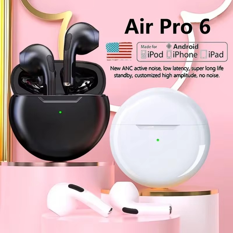 ใหม่ TWS Pro 6 หูฟังไร้สายพร้อมไมโครโฟน Fone หูฟังบลูทูธกีฬาชุดหูฟังสําหรับวิ่งสําหรับ Apple iPhone Xiaomi Pro6 หูฟัง
