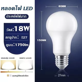 หลอดไฟ LED E27 หลอดกลม หลอดปิงปอง 5W-48W แสงขาว/วอร์มไวท์ ประหยัดไฟ อายุการใช้งานยาว