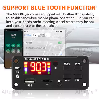 บลูทูธ 5.0 เครื่องเล่น MP3 50W เครื่องขยายเสียง DC12V สําหรับเครื่องเสียงรถยนต์พร้อมการบันทึก FM USB และแฮนด์ฟรี Call