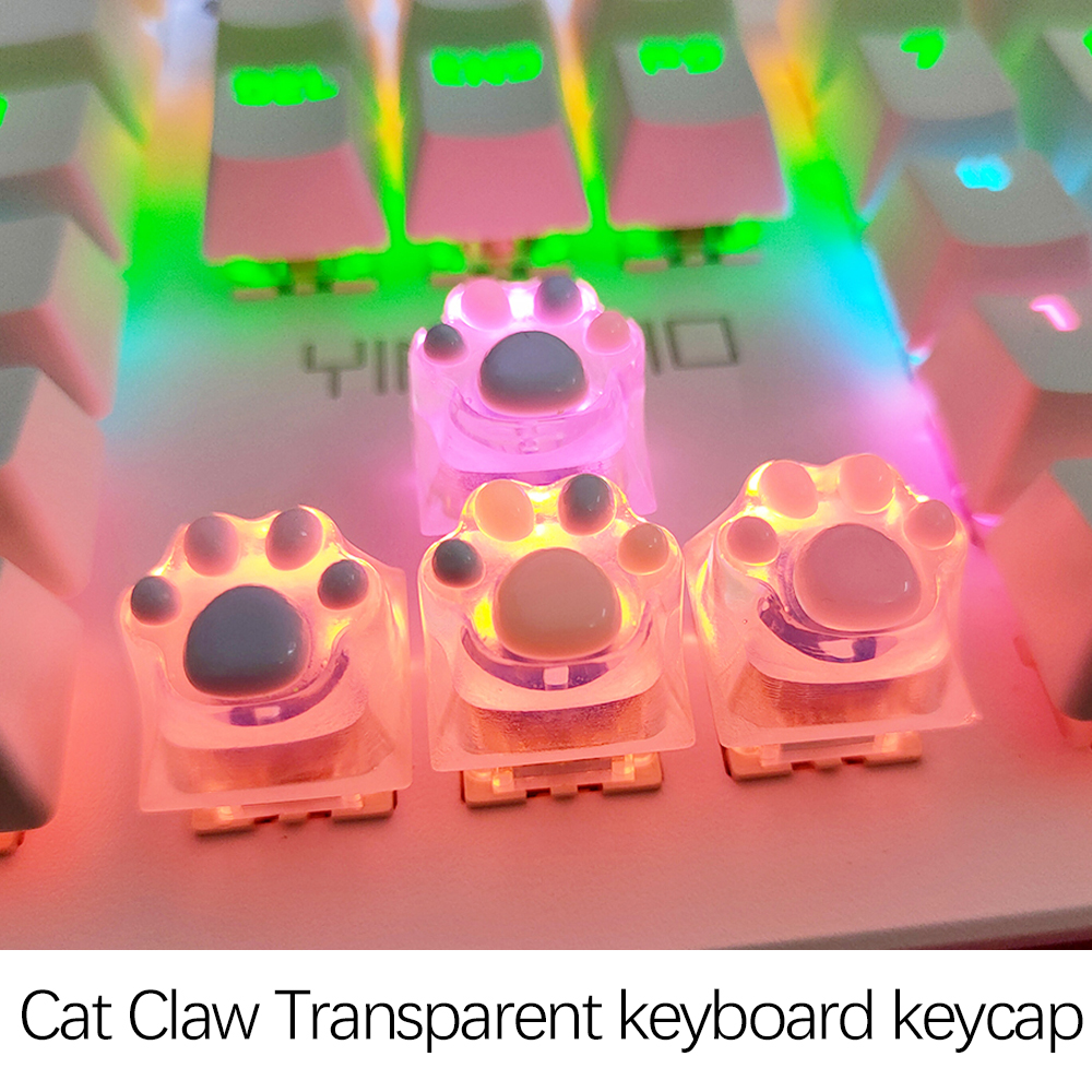 Cat Claw โปร่งใส Cherry MX คีย์บอร์ด KeyCaps น่ารัก Kawaii DIY Key Cap สําหรับคีย์บอร์ดหมวกอุปกรณ์ตกแต่ง