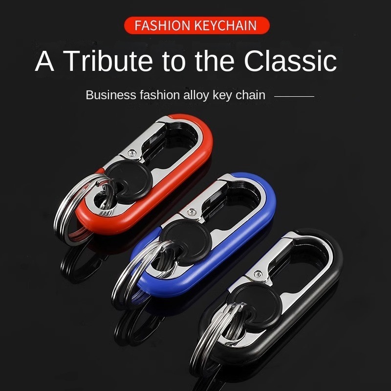 พวงกุญแจรถ Creative Key Holder Men Fashion Camping Climbing Metal Key Ring จัดแต่งทรงผมรถ Auto Car Keyring Accessories ใหม่