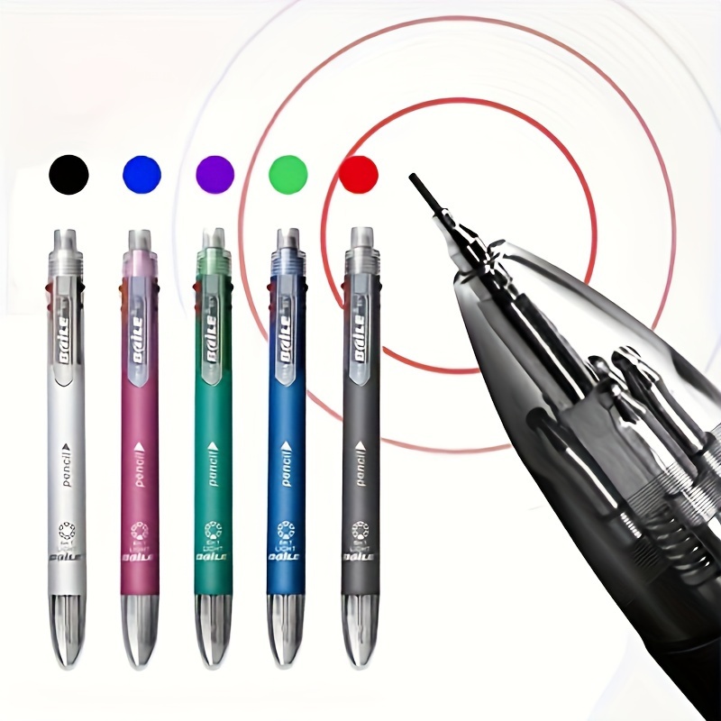 1ชิ้น เครื่องเขียนสร้างสรรค์5สีคลิกสี+ดินสอบล-191กปากกาลูกลื่นหลายสี5+1ปากกามัลติฟังก์ชั่น