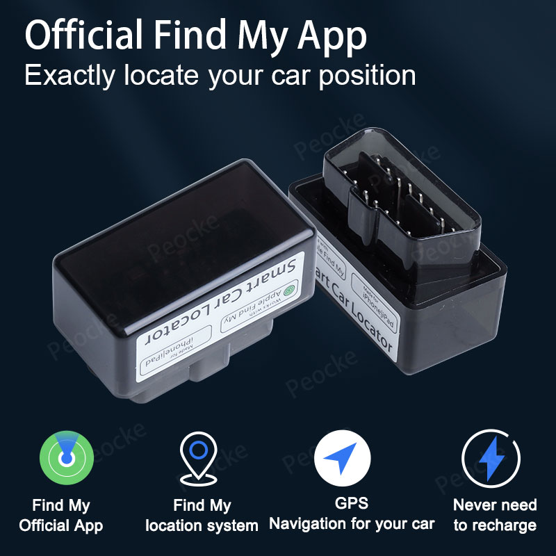 มินิ OBD ติดตามสำหรับรถยนต์ OBD2 GPS ติดตามตำแหน่งพร้อมแอป Find My สำหรับ Apple ITag ระบบติดตาม GPS รถยนต์ ป้องกันการสูญหาย แอปฟรี