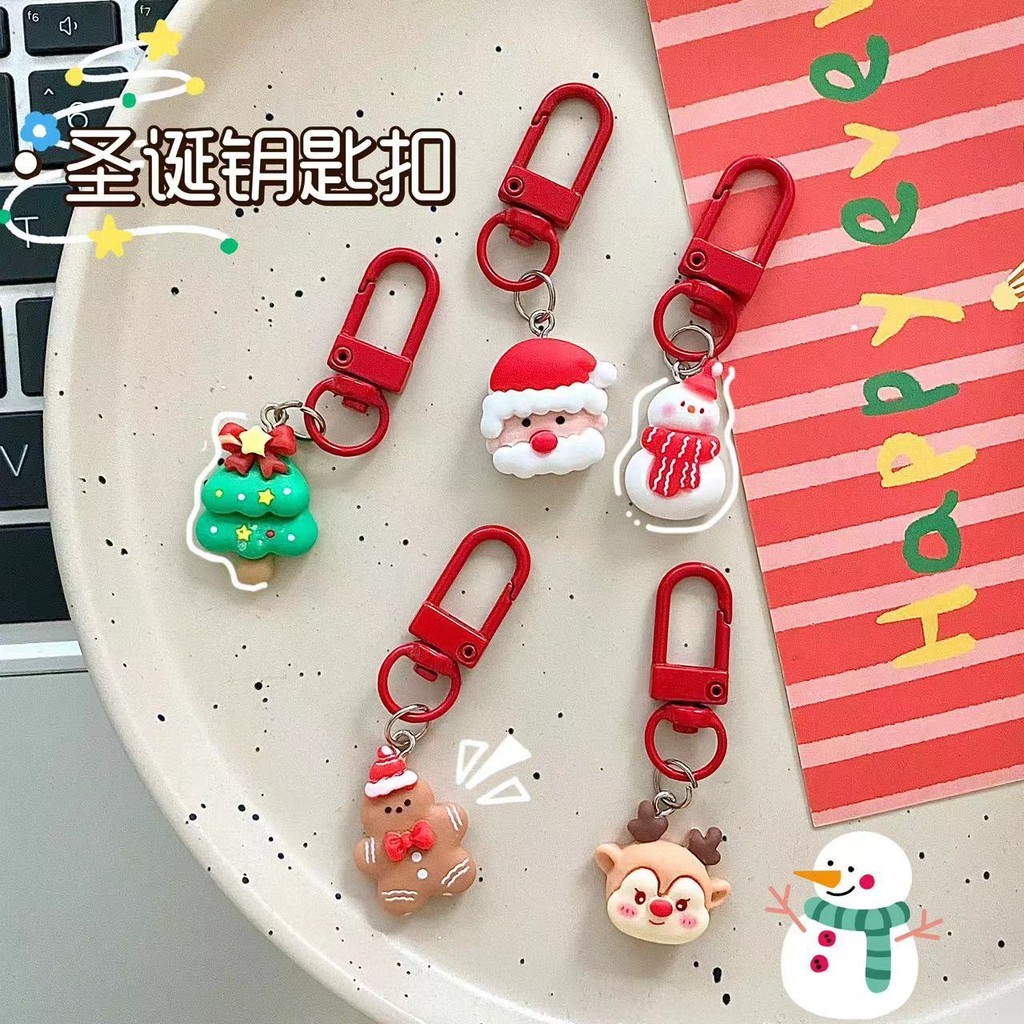 Snowman Christmas key chain จี้คริสต์มาสน่ารัก INS สาวพวงกุญแจของขวัญอุปกรณ์เสริม bestie จี้