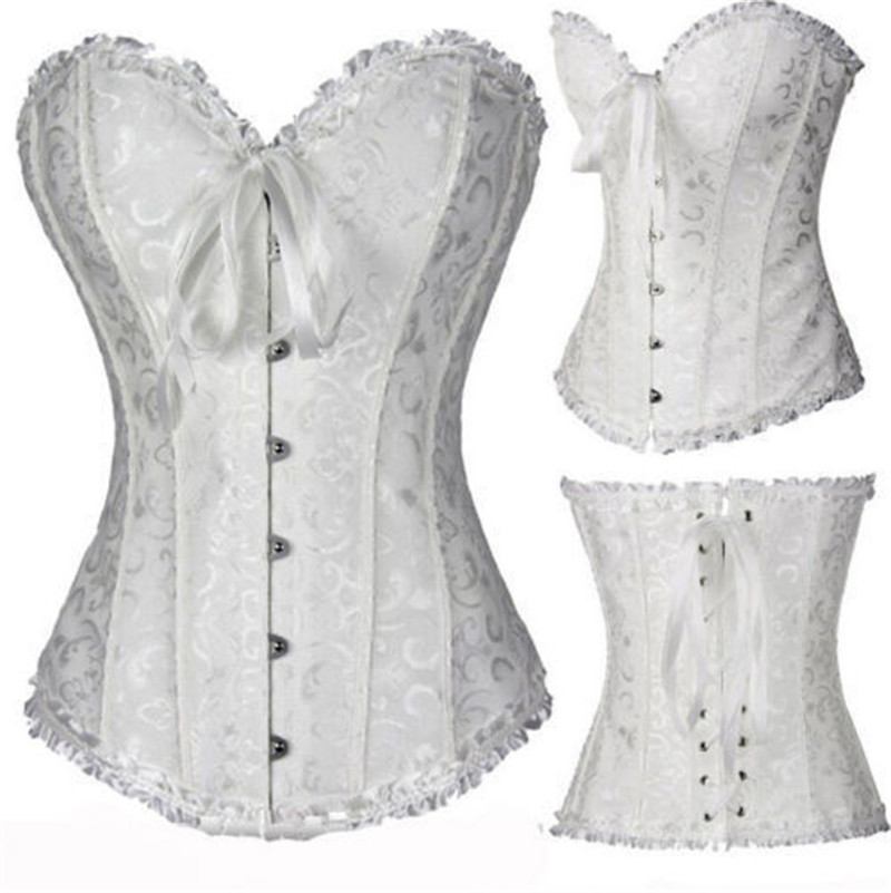 Wechery ริบบิ ้ นดอกไม ้ ซาตินเย ็ บปักถักร ้ อยผ ้ ารัดตัวผู ้ หญิง Shaping Lace Up Bustier Top Body Shaper