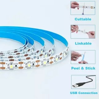 2835 ไฟ LED Strip – 5V USB สีขาววอร์มไวท์สําหรับตกแต่งห้องไฟแบ็คไลท์ทีวีปีใหม่เทศกาลฤดูใบไม้ผลิ