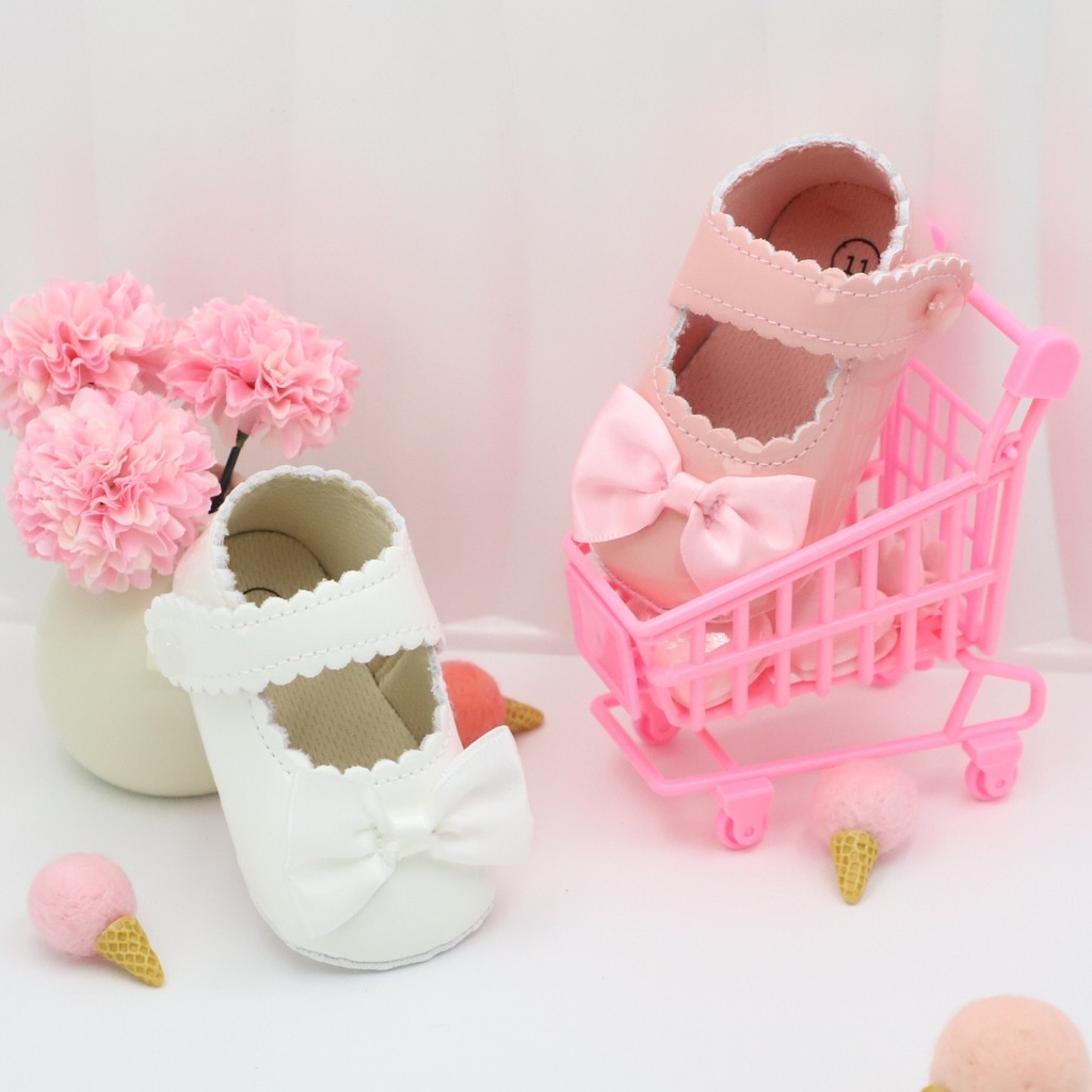 เด็กทารกหนัง Bowknot รองเท้าเจ้าหญิง,ลื่น Hook และ Loop Fastener รองเท้าเดี่ยวอินเทรนด์ Elegant Crib รองเท้า Prewalker รองเท้า