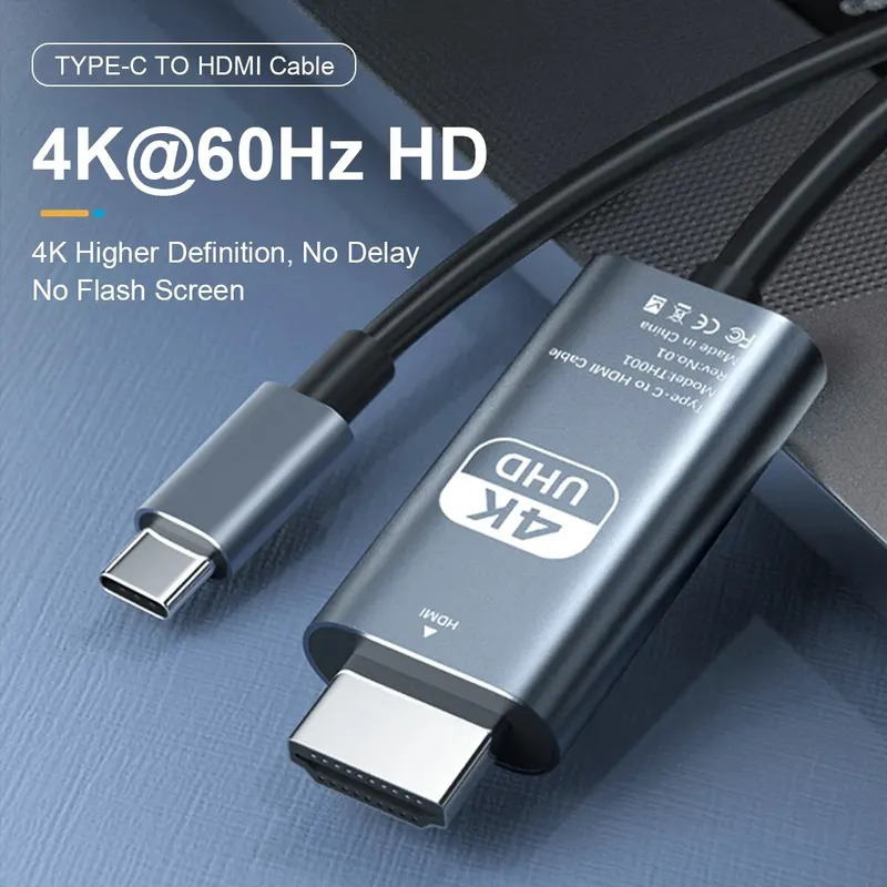 4k USB C ถึงสาย HDMI Type-C 30/60Hz อลูมิเนียมอะแดปเตอร์ความเร็วสูงสําหรับ IPhone 15 TV Converter MacBook IPad Samsung แล็ปท็อป