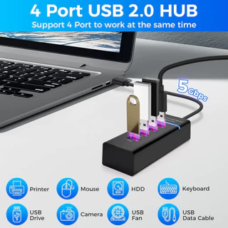พอร์ต USB HUB 7in1 USB SuperSpeed ​​5Gbps Splitter สายยาว 1.2 ม. พร้อมไฟ LED สําหรับแล็ปท็อปพีซี