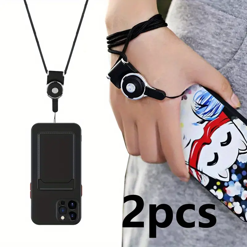 2PCS-4PCS สายคล้องคอแหวนมือถือ สายคล้องคอ 2-in-1 หัวเข็มขัดหมุนได้ อุปกรณ์เสริมสายคล้องแขนก้ามปู ถอด