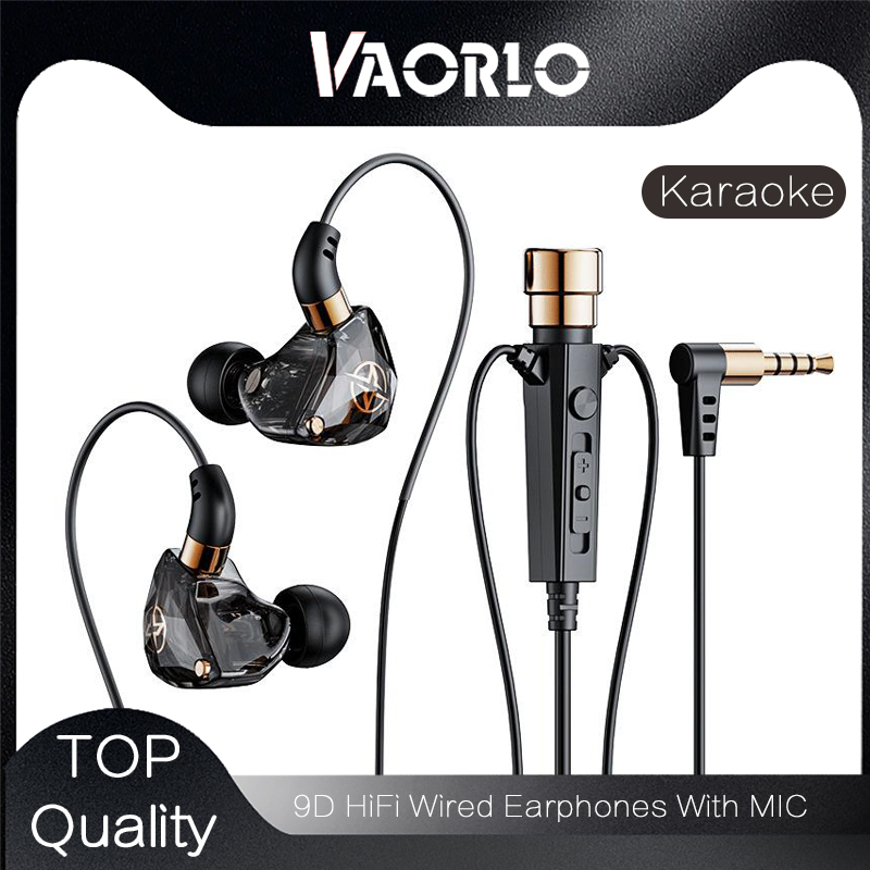 Vaorlo KT-02 3M ชุดหูฟังคาราโอเกะแบบมีสายพร้อมไมโครโฟน HD HiFi Bass หูฟังอินเอียร์ที่สะดวกสบาย