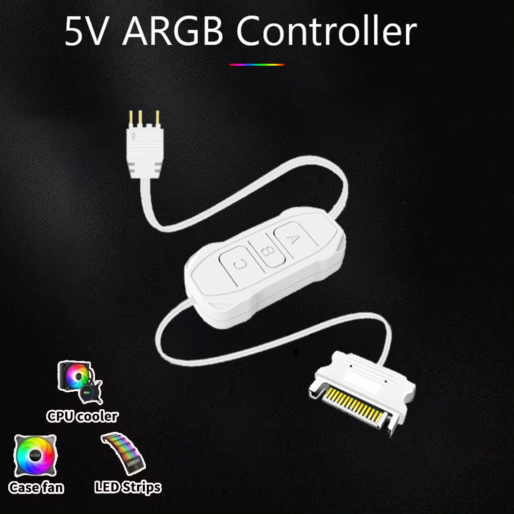 Sata ถึง 5V 3-Pin ARGB Controller Cable แหล่งจ่ายไฟ SATA ARGB Mini Adapter Controller สายไฟเหมาะสําหรับพัดลมแชสซี