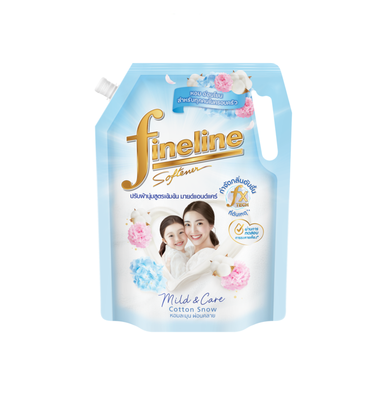 Fineline ไฟน์ไลน์ผลิตภัณฑ์ ปรับผ้านุ่มเข้มข้น สูตรเข้มข้นมายด์แอนด์แคร์ กลิ่นคอตตอน สโนว์ 1,150 มล.