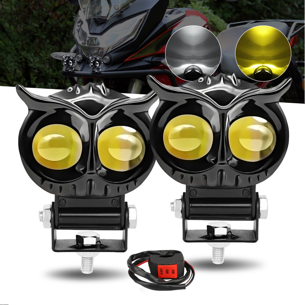ไฟหน้ารถจักรยานยนต์ ไฟตัดหมอก Led รูปนกฮูก สีคู่ อุปกรณ์เสริม สําหรับสกูตเตอร์ ATV