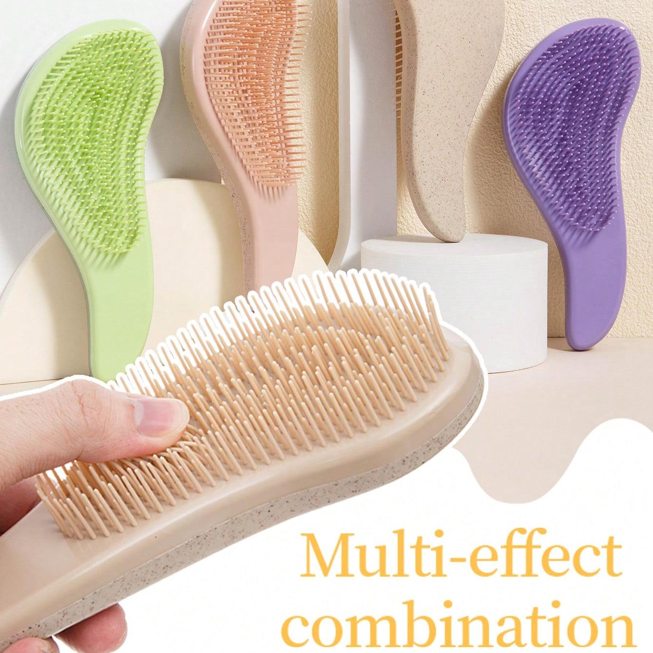 Wanmei ฟางข้าวสาลีหวีผม Anti-Static Ergonomic Handle Detangling Knots Scalp-Massaging Hard & Soft Combo เครื่องมือจัดแต่งทรงผม