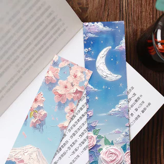 ที่คั่นหนังสือที่สวยงาม 30 ชิ้น Emboss ภาพวาดสีน้ํามันสไตล์กระดาษบุ๊คมาร์ค Fairy Tale ทิวทัศน์เครื่องเขียนนักเรียน
