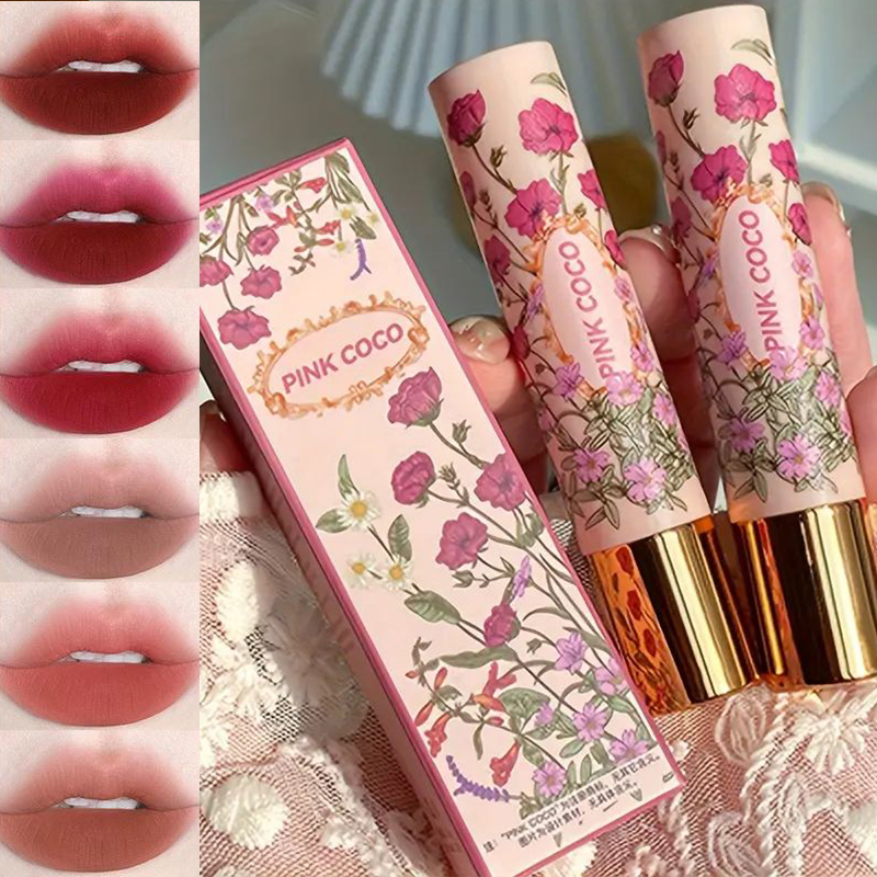 Velvet Matte Lipstick Misty Low Saturation Brightening Lip glaze Long Lasting Color Rendering Shiny Lip Clay Tint เครื่องสําอางของขวัญวันวาเลนไทน์