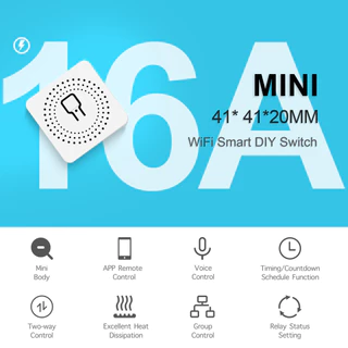 สวิตช์อัจฉริยะทํางานร่วมกับ Tuya Switch 16A Mini DIY ไฟ LED รองรับแอพชีวิตอัจฉริยะทํางานร่วมกับ Google Home