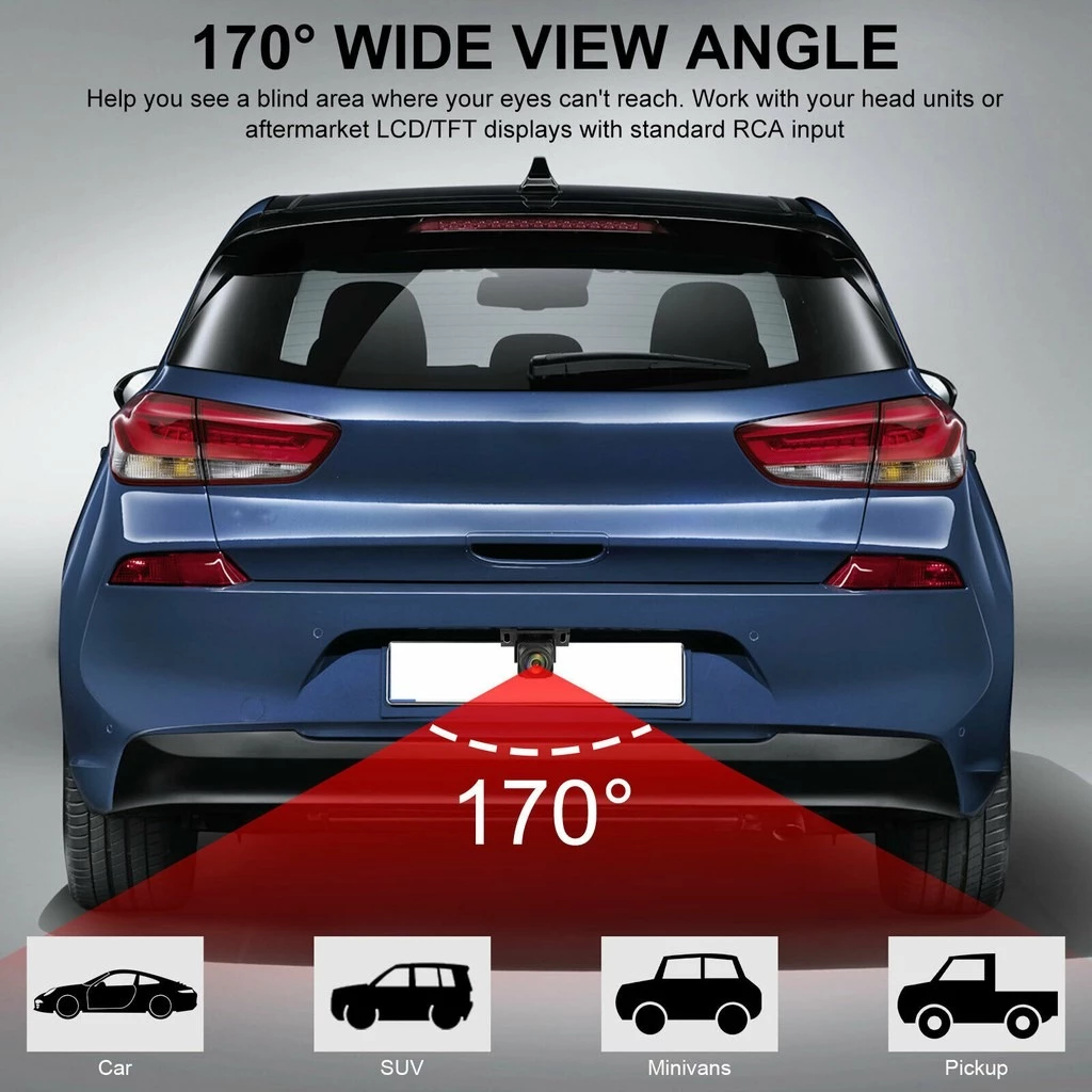 กันน้ํา 170o กล้องมองหลังรถยนต์ - HD Night Vision AHD/CVBS Dual Purpose Fisheye thumbnail 4