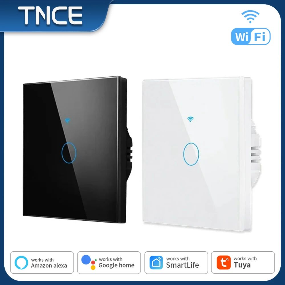 Tnce Tuya WIFI สมาร์ท RF433 Wall Galss แผงสวิทช์ EU 1/2/3/4 Gang Smart life App ควบคุมเสียงทํางานร่วมกับ Alexa Google Home