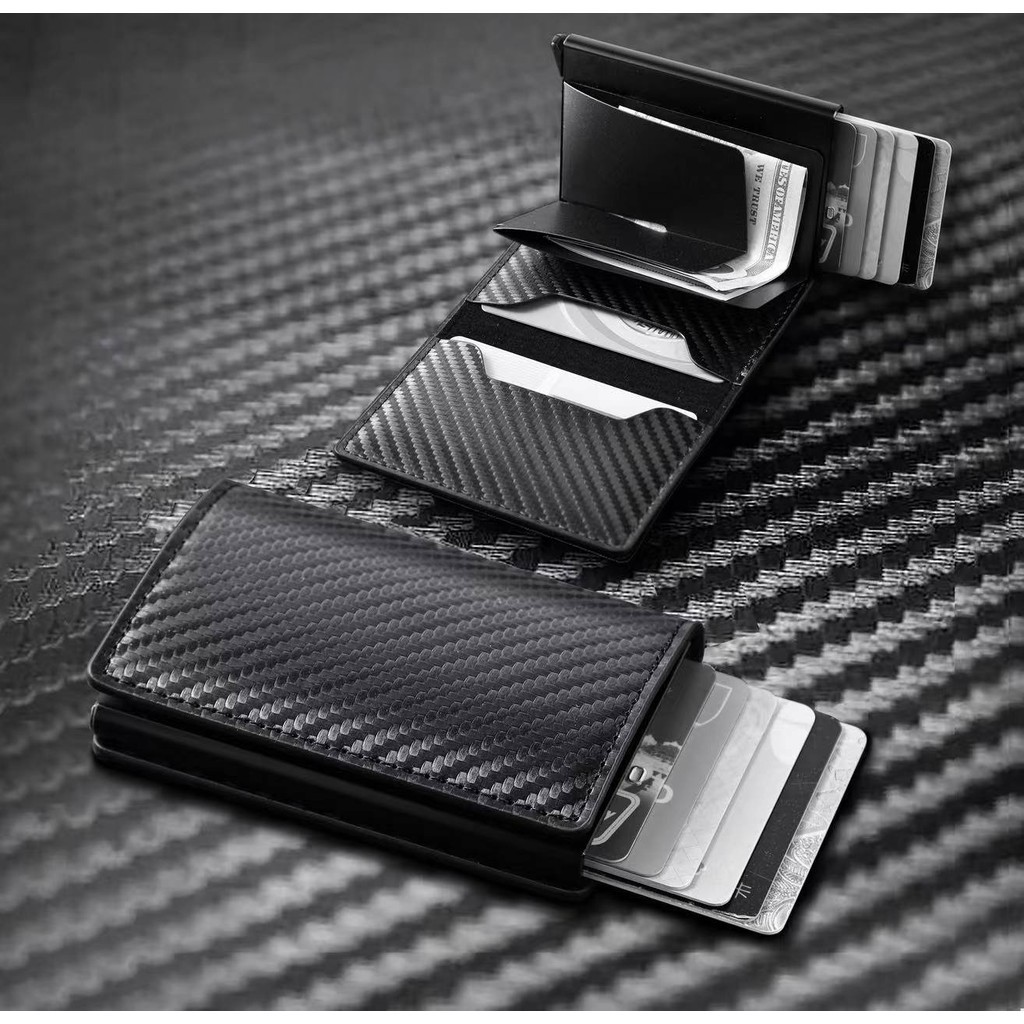 กระเป๋าสตางค์ปิดกั้น RFID แบบบางสําหรับผู้ชาย - ที่ใส่บัตรเครดิตป้องกันการโจรกรรมพร้อมการออกแบบสากล