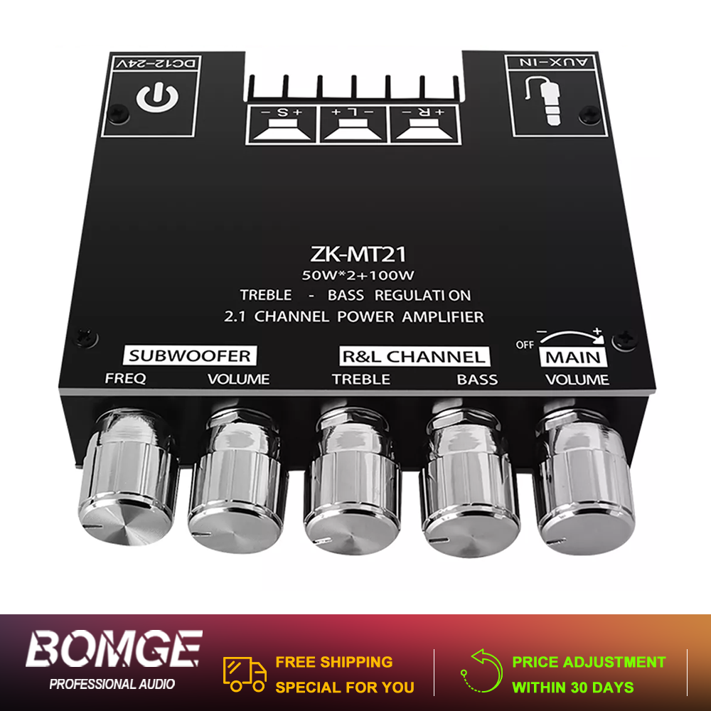 โมดูลขยายเสียงดิจิทัล ZK-MT21 กําลังขับ 50W×2 สเตอริโอ + ซับวูฟเฟอร์ 100W มีฟังก์ชั่นปรับโทน เหมาะสํ