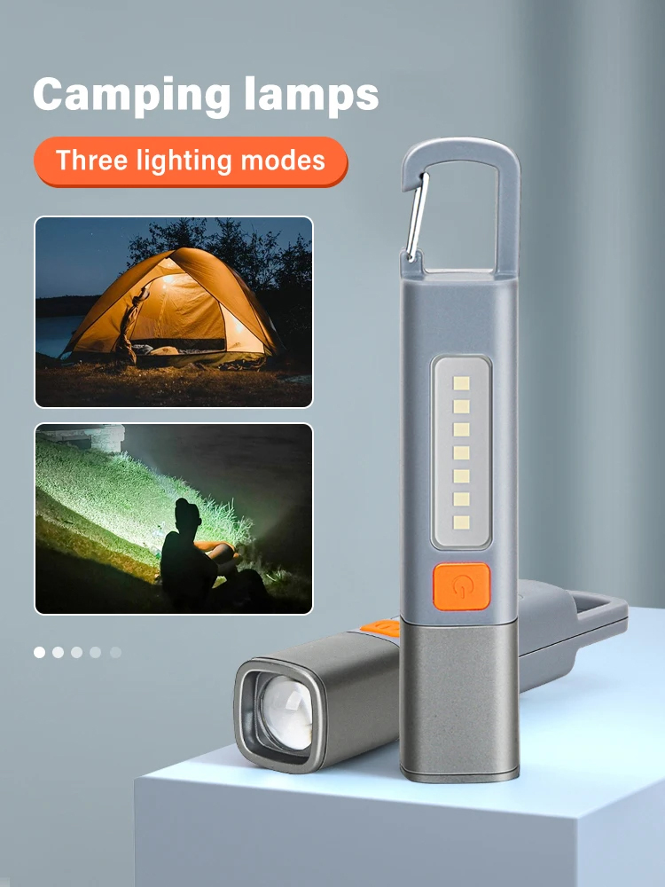 Xpe COB ไฟฉายแบบชาร์จไฟ USB ซูมได้ เหมาะสําหรับไฟดับ