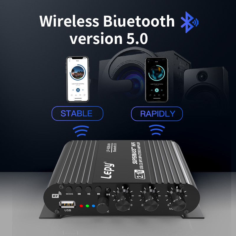 [Shopee Choice] รุ่นอัพเกรด Mini Car Amplifier Audio HiFi Sound Cars Home Amplifiers USB Biuetooth MP3 เครื่องเล่นเพลงพร้อมรีโมทคอนโทรล