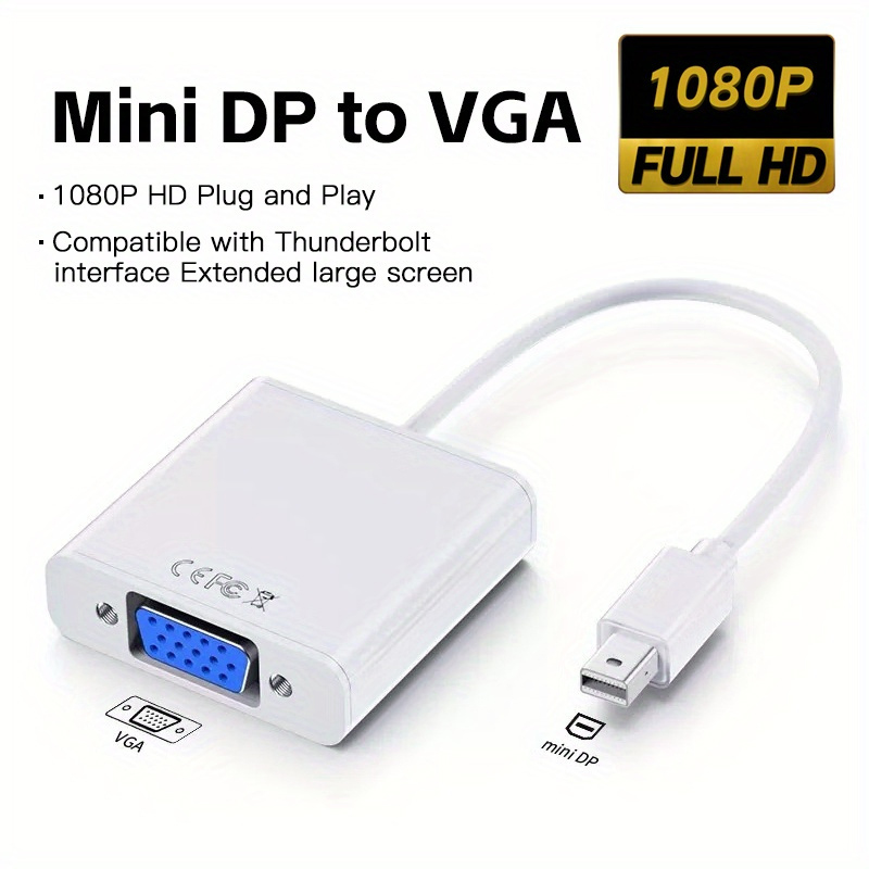 Mini DP DisplayPort Thunderbolt To VGA Adapter Connecto Converter สําหรับ MacBook Microsoft Surface แล็ปท็อป TV Monitor โปรเจคเตอร์