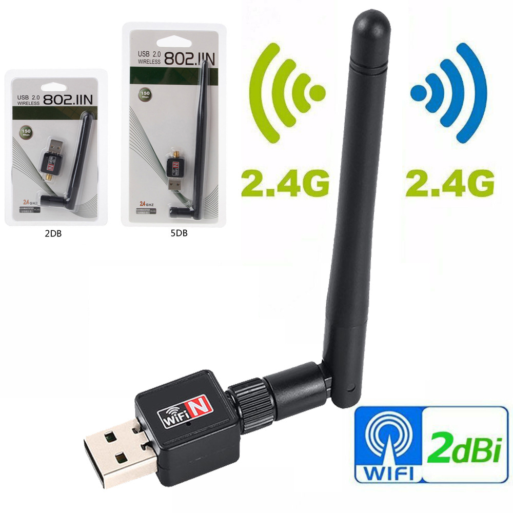 การ์ดเครือข่ายไร้สาย USB 150M ตัวรับสัญญาณ Wi-Fi ไร้สาย 2DB อะแดปเตอร์คอมพิวเตอร์ WiFi การรับสัญญาณการ์ดเครือข่ายขนาดเล็ก