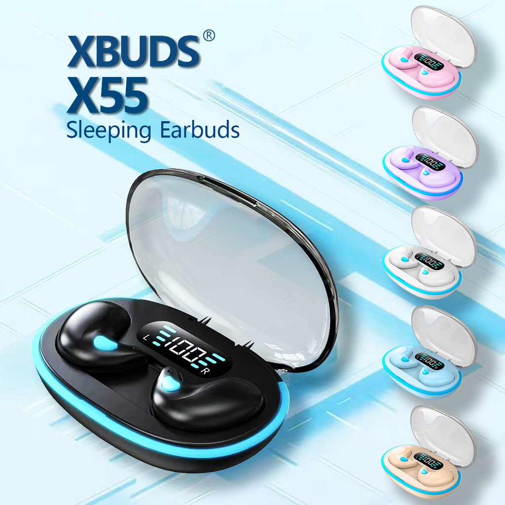 Xbuds หูฟังไร้สายนอนบลูทูธ TWS จอแสดงผล LED หูฟัง Build-In Mic ชุดหูฟัง Hi-fi เสียงกีฬาแบตเตอรี่ยาวตัดเสียงรบกวนหูฟังชนิดใส่ในหูสําหรับโทรศัพท์ทุกรุ่น