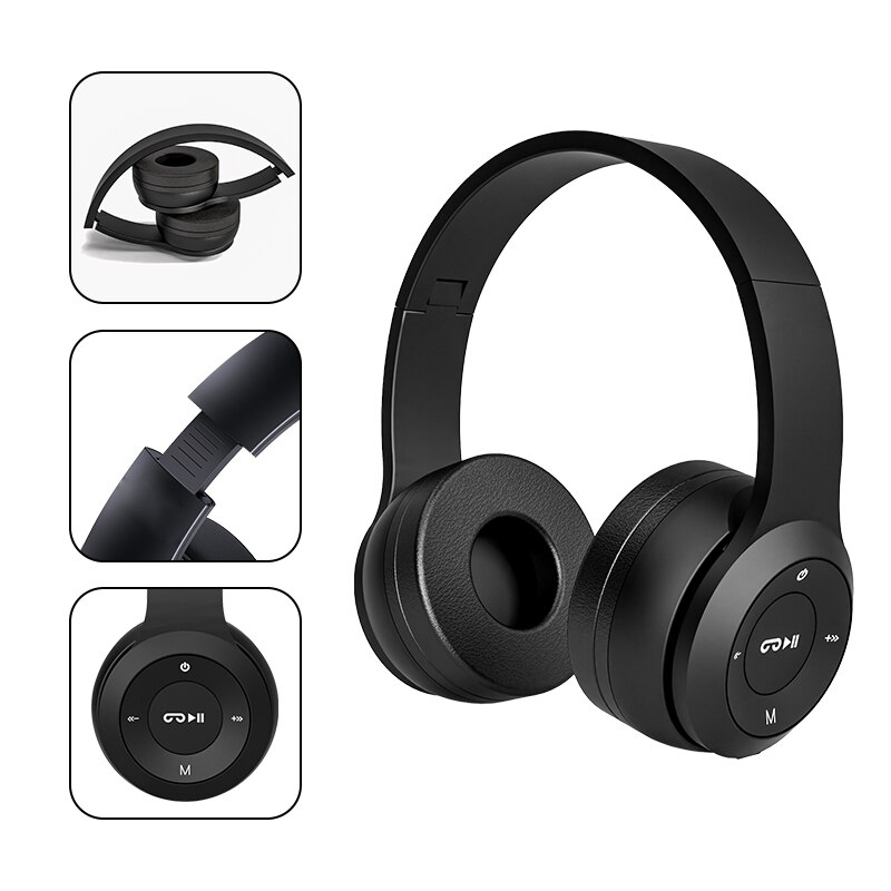 หูฟังบลูทูธไร้สาย P47 ใหม่ พร้อมเสียง HI-FI และเบสที่สบาย เชื่อมต่อสบาย ไร้สายสำหรับเล่นเกม