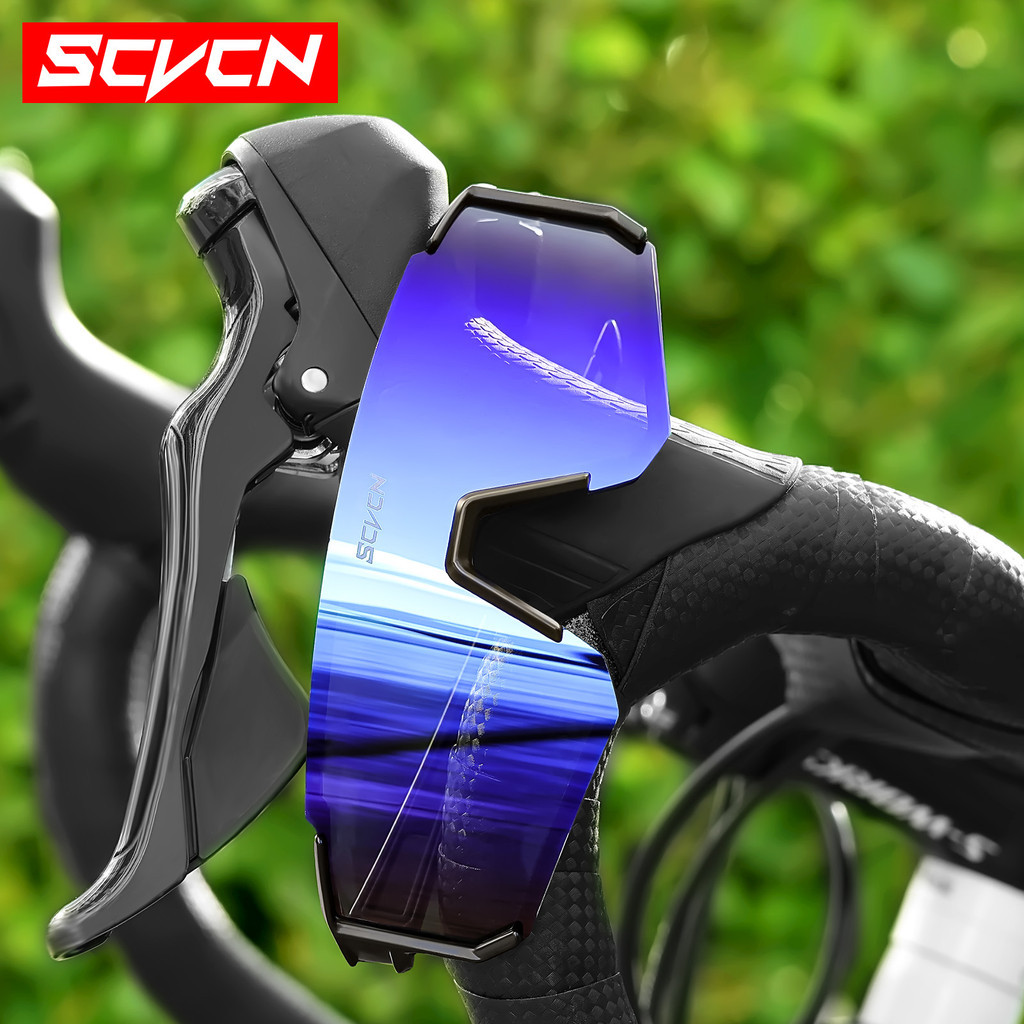 Scvcn ยูวี400 แว่นตากันแดดสําหรับขี่จักรยานสําหรับผู้ชายฤดูร้อนกีฬากลางแจ้งแว่นตาจักรยานป้องกันมีสไตล์และความสะดวกสบายสีดํา - รูปที่ 6
