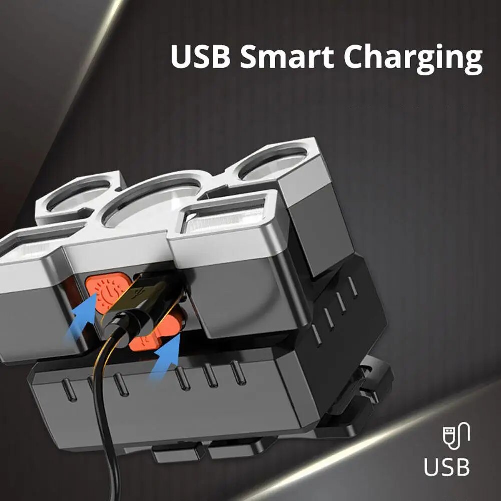ไฟหน้า นํา ชาร์จใหม่ได้ กันน้ํา และปรับได้ 4 โหมดแสงเหมาะสําหรับการตั้งแคมป์กลางแจ้งเดินป่าและตกปลาถ้ํา - รูปที่ 3