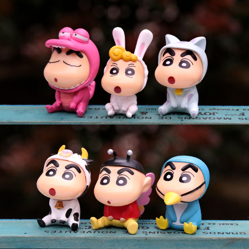 6 รูปแบบชุด Shin-Chan สัตว์น่ารักอะนิเมะการ์ตูนสไตล์เครื่องประดับ