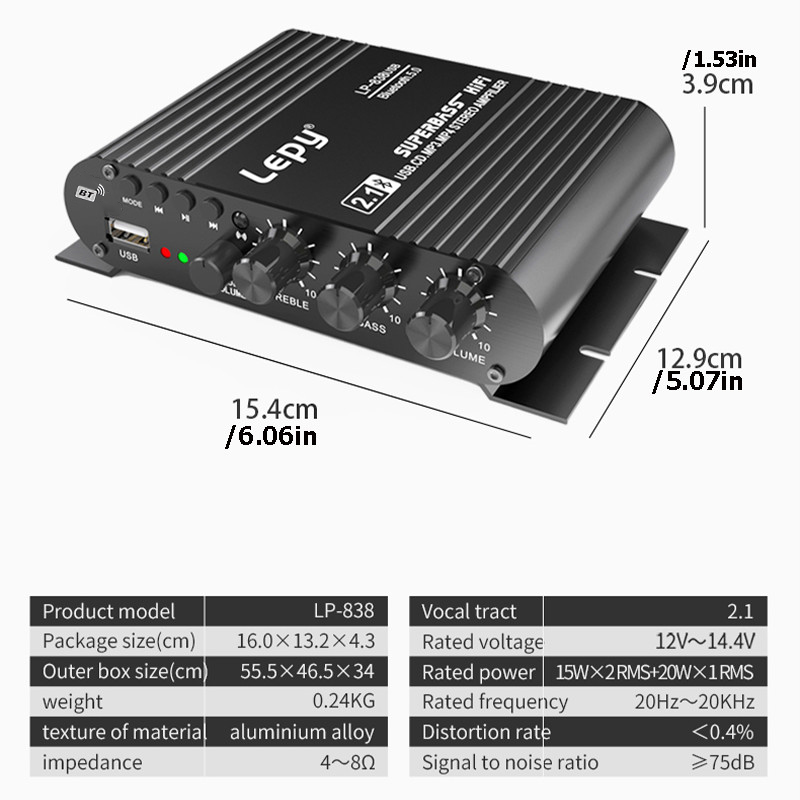 [Shopee Choice] รุ่นอัพเกรด Mini Car Amplifier Audio HiFi Sound Cars Home Amplifiers USB Biuetooth MP3 เครื่องเล่นเพลงพร้อมรีโมทคอนโทรล