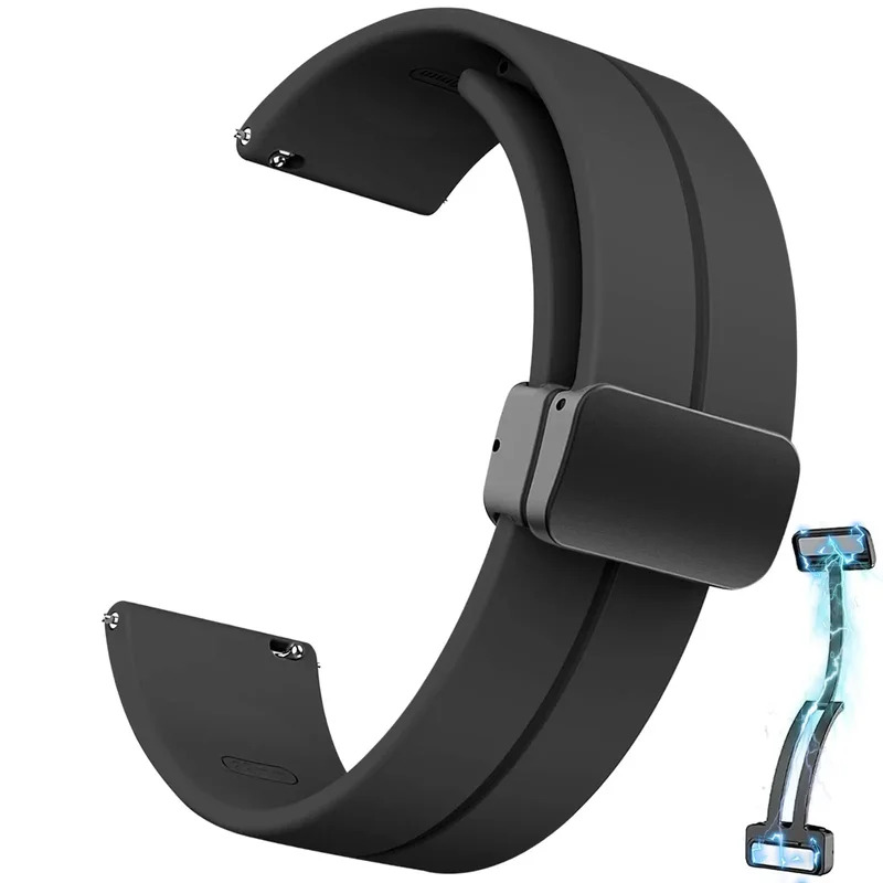 20 มม.22 มม.สําหรับ Samsung Galaxy watch 6/4/5 pro/คลาสสิก/เกียร์ s3/active 2 กีฬาซิลิโคนหัวเข็มขัดแม่เหล็ก Huawei GT 2 2e 3 band